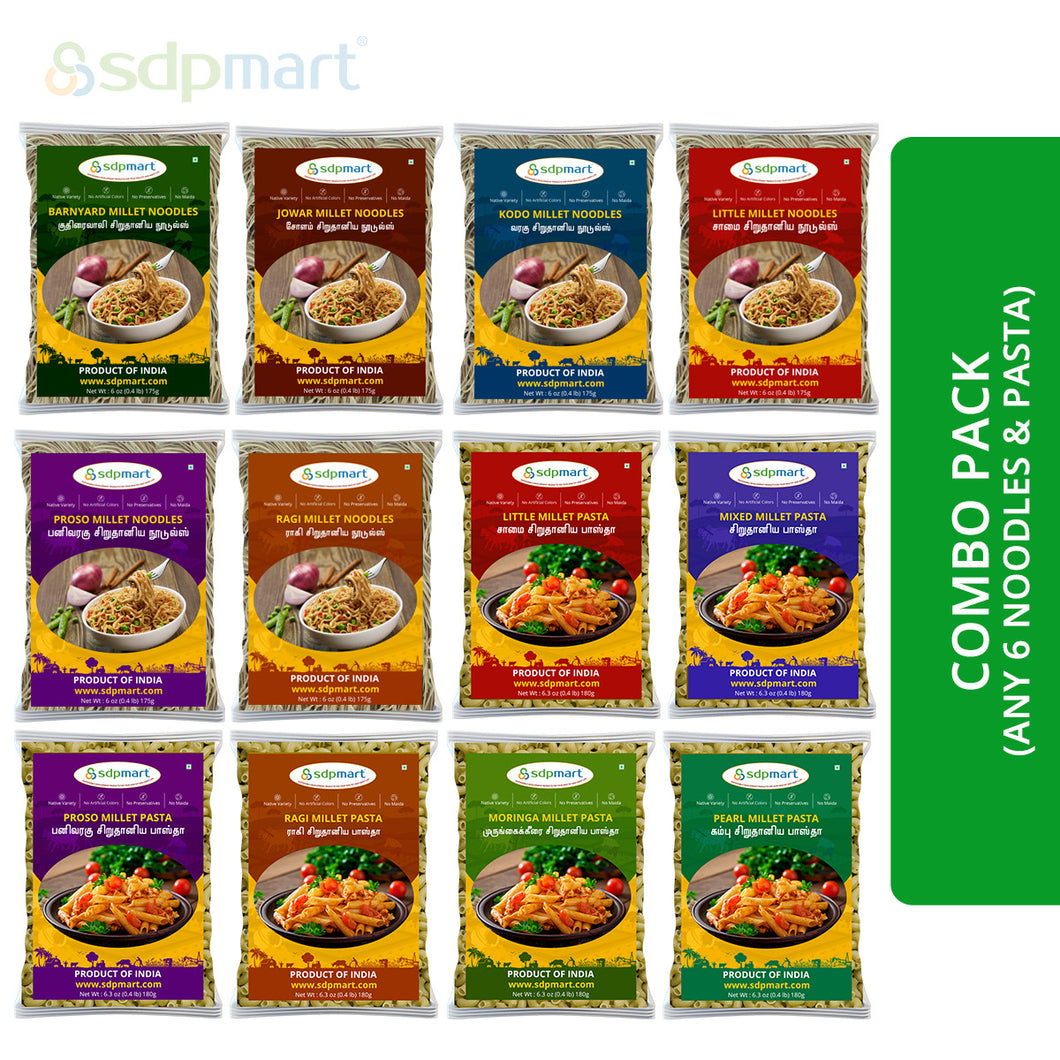 Millet 6+6 Noodles/Pastas/Vermicelli Combo Box (Choose from List) - Assorted Packets