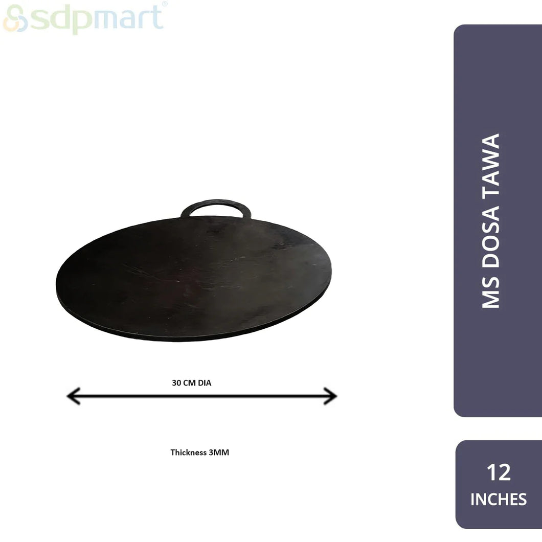 SDPMart Traditional Black MS Dosa Tawa - 12 inch