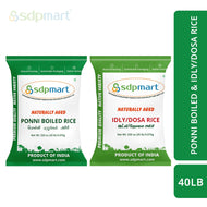 Rice Combo1 - SDPMart Ponni Boiled Rice 20Lb + SDPMart Idly/Dosa Rice 20Lb
